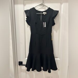 Milly Adeline Black Ruffle Sleeve Mini Dress NWT